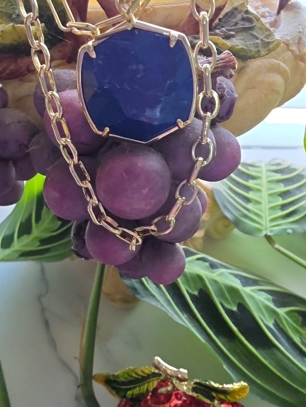 Kendra Scott Gold Chain Necklace with Black Pendant